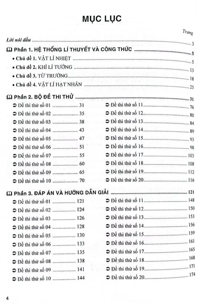 BỘ ĐỀ THI THỬ TỐT NGHIỆP THPT MÔN VẬT LÍ